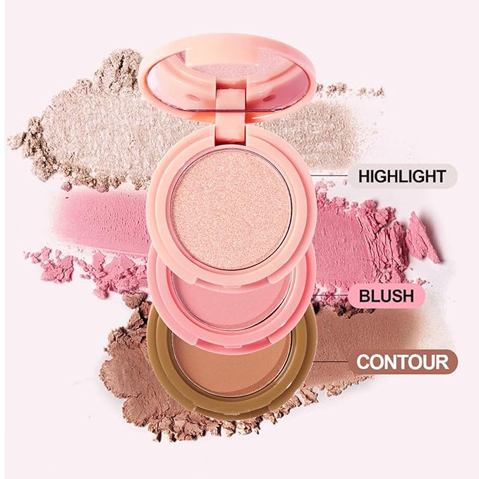 Makeup Eyeshadow Palettes, 3-in-1 Protable Multifunction Blush Highlighter