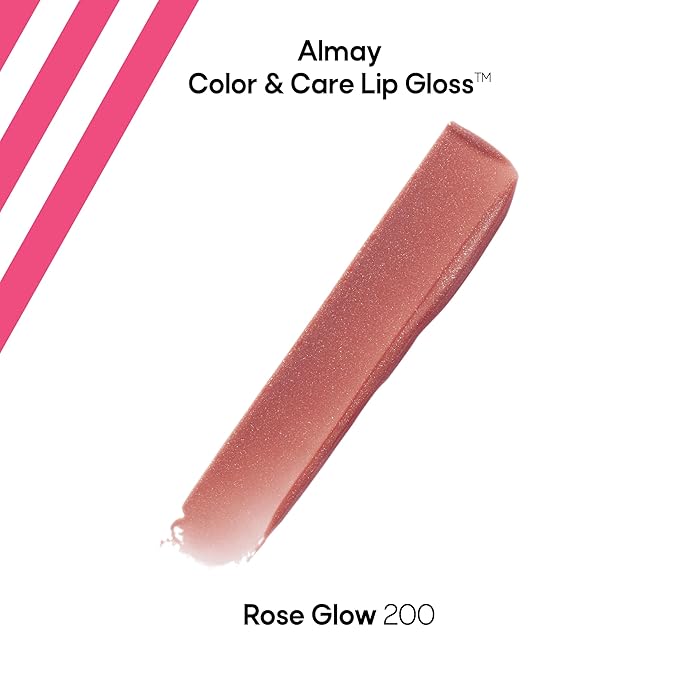 Almay Color & Care Hydrating Lip Gloss, Soft Natural Hues, Prebiotic Complex, Hyaluronic Filling-Sphere Technology, 200 Rose Glow, 0.1 Fl Oz