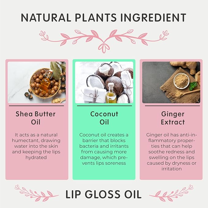 Hydrating Lip Glow Oil - Plumping Lip Oil Gloss Tinted for Lip Care and Dry Lips, Non Sticky & Fresh Texture, Shiny and Moisturizing (Green Apple)