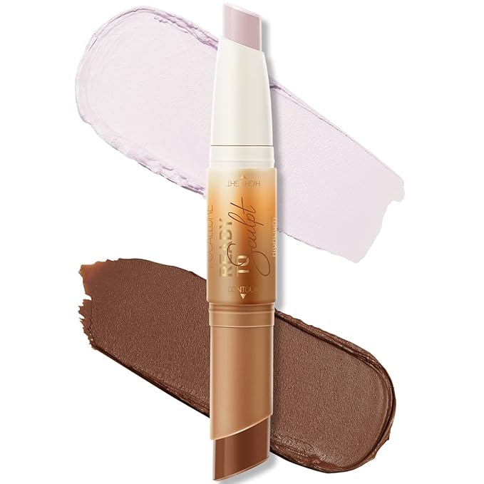 FOCALLURE 2 in 1 Cream Bronzer and Highlighter Pen,VANILLA LIGHT
