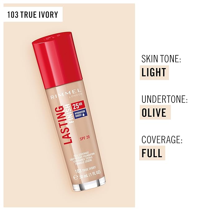 Rimmel London Lasting Finish 25HR - 103 True Coverage, Waterproof, 1oz