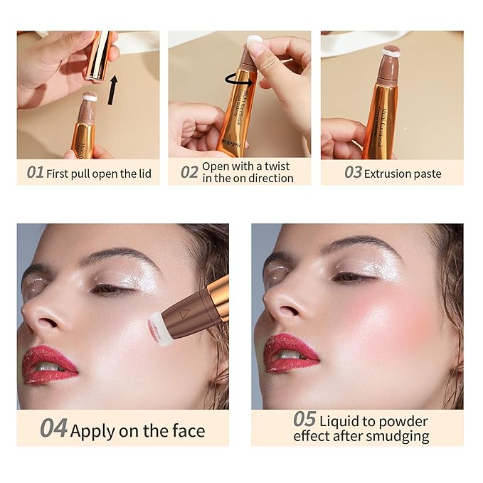 Liquid Blush Beauty Stick, Matte Face Blush with Stick(#03 Pink)