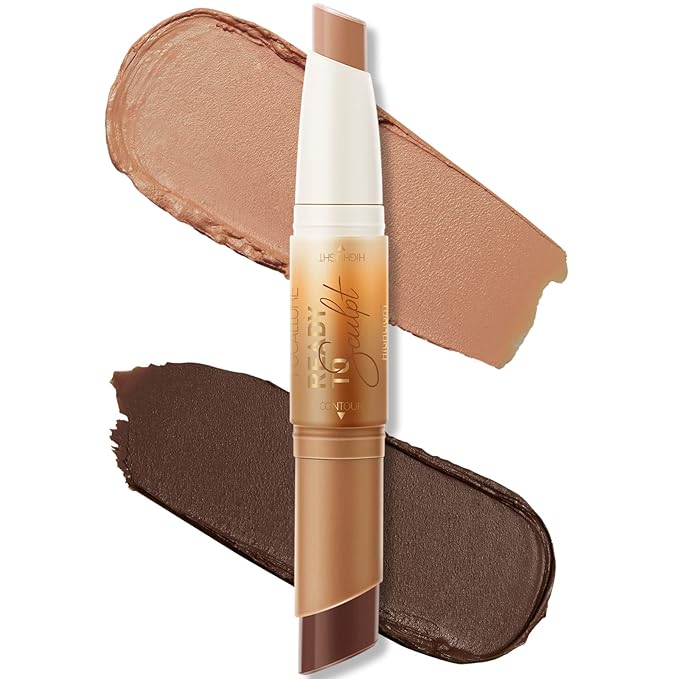 FOCALLURE 2 in 1 Cream Bronzer and Highlighter Pen,SILKY CHOCOLATE