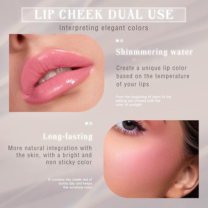 2PCS Color Changing Blush Stick for Cheeks Makeup,Clear Stick