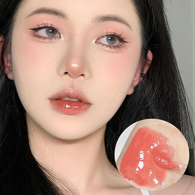 6Pcs Juicy Lasting Tint Lip Gloss Set, Vivid Color, Glossy Finish, Long-lasting Moisturizing Glaze Tint Highly-Pigmented, Clear & Natural Makeup Lip Tint for Daily