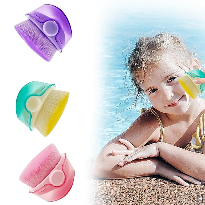 3 Pack Sunscreen Brush Applicator for Kids, Baby Sunblock Applicator with Protective Case, Sunscreen Applicator for kids, Adults, Child-Safe for Face and Body (3 pcs)