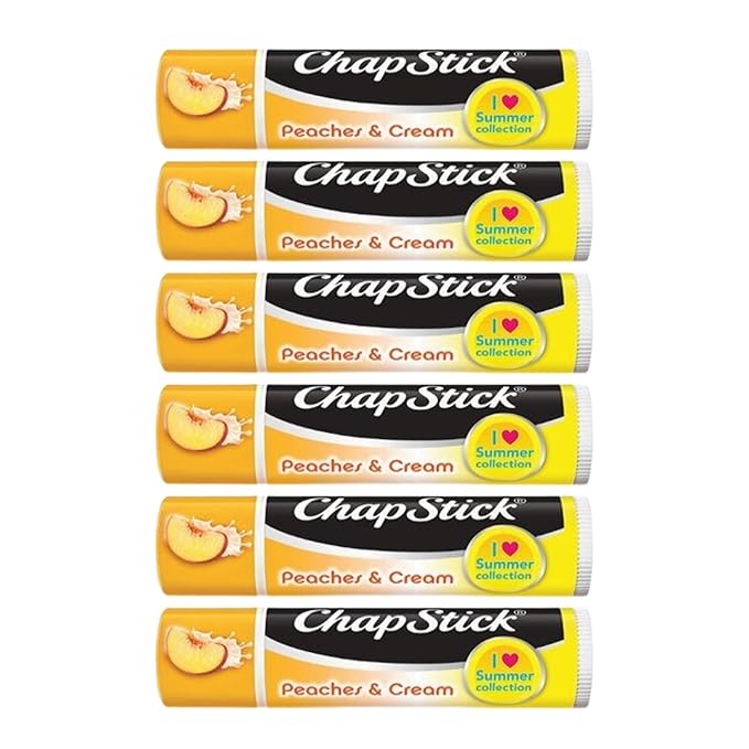 Peaches and Cream Chapstick 6-Pack. Includes Bundle