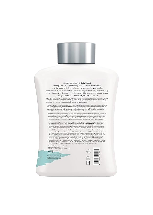 HEMPZ Hydromax Maximizer - Herbal Moisturizing Self Tanning Lotion for Tanning Beds, Beach, Sun 13.5 Fl OZ