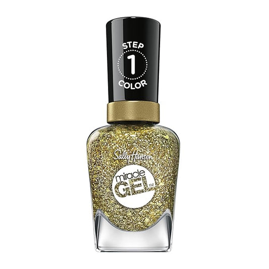 Sally Hansen Miracle Gel™, Sunken Treasure, Long Lasting, Gel-Like Formula, No UV Lamp Needed, Gold Glitter Nail Polish