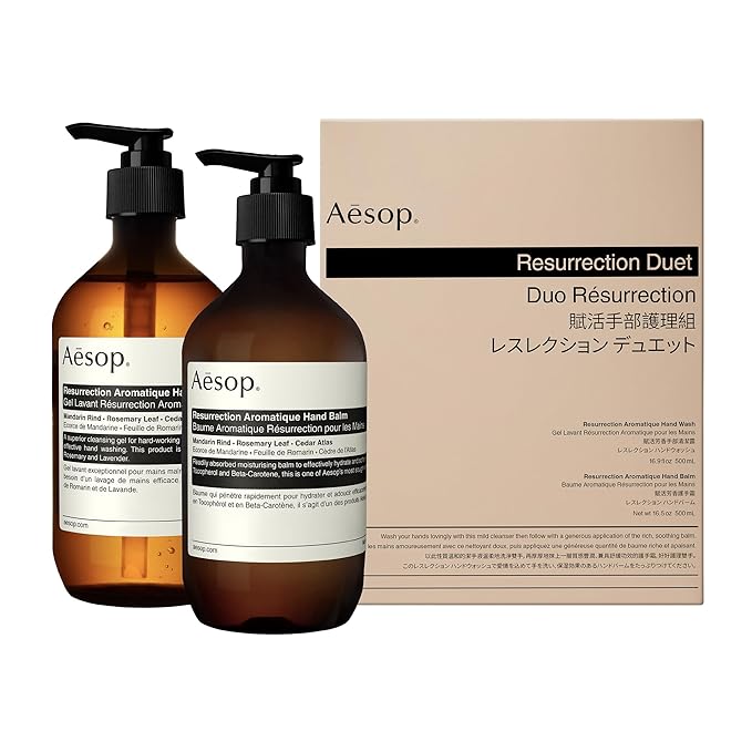 Aesop Resurrection Duet | Hand Wash & Hand Balm | Gentle Cleanse, Soften Hard-Working Hands | 16.9 oz / 500mL