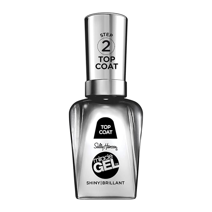 Sally Hansen Miracle Gel™, Shiny Top Coat, Long Lasting, Gel-Like Formula, No UV Lamp Needed, Clear Nail Polish