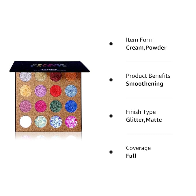 UCANBE Pro Glitter Eyeshadow Palette - Professional 16