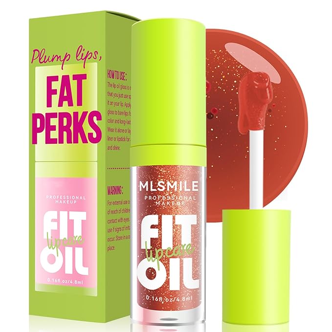 4 Colors Fat Oil Lip Gloss, Lip Oil Lip Glaze Hydrating Lip Glow Oil Big Brush Head Moisturizing Lip Gloss, Shiny Transparent Tinted Plumping Lip Oil Long Lasting Nourishing Non-sticky (06#)