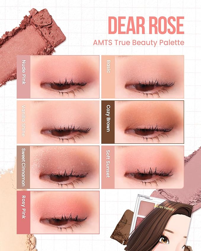 AMTS True Beauty Dear Rose Eyeshadow Palette, Matte