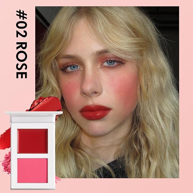 Red Cream Blush for Cheeks, Ultra Pigmented Silky Blush (02#)