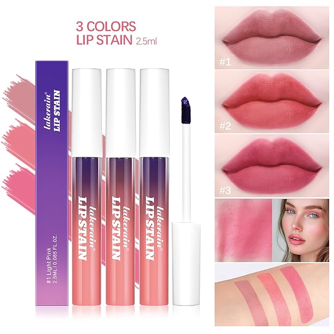 Peel-Off Lip Tint Set - Tattoo Lip Stain Kit, Long-Lasting Matte Finish, Moisturizing Peel-Off Lip Mask, Waterproof & Smudge-Proof, 24H Color Hold (#2 Cool Rose, 1)