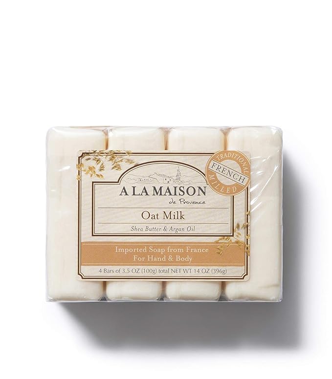 A LA MAISON Oat Milk Bar Soap - Triple French Milled Natural Moisturizing Hand Soap Bar (12 Bars of Soap, 3.5 oz)