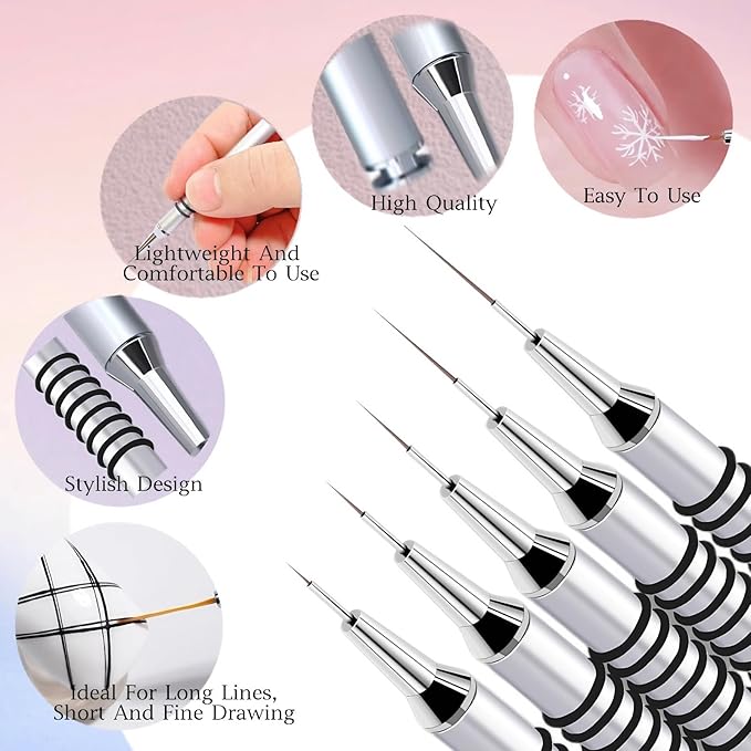 5pcs Nail Art Liner Brushes,Liner