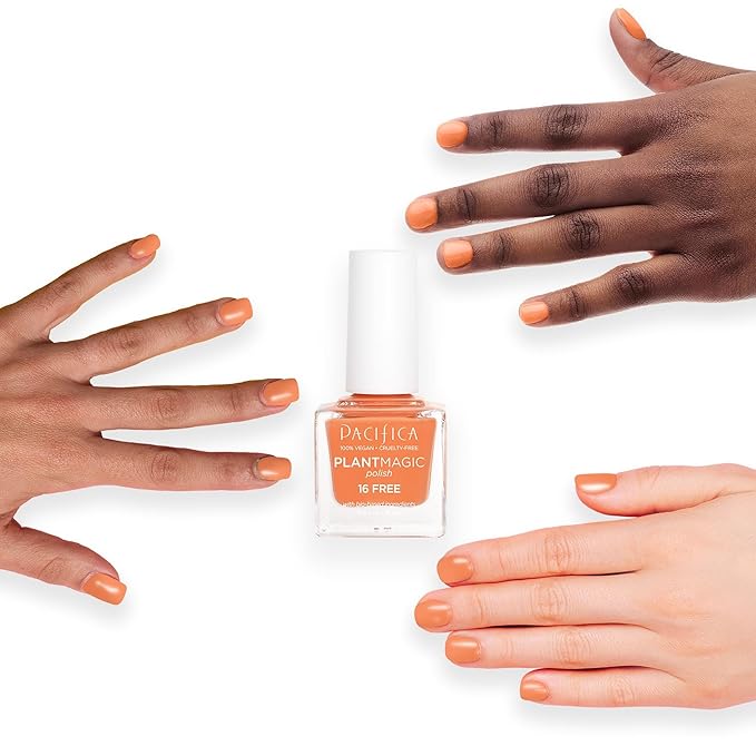 Pacifica Natural Nail Polish – Plant Magic Orange Nail Polis - Plant Based, Non-Toxic & Clinically Tested - Lasting Colors, Glossy, Chip-Resistant, Clean Beauty, Dermatologist Approved, Summertime