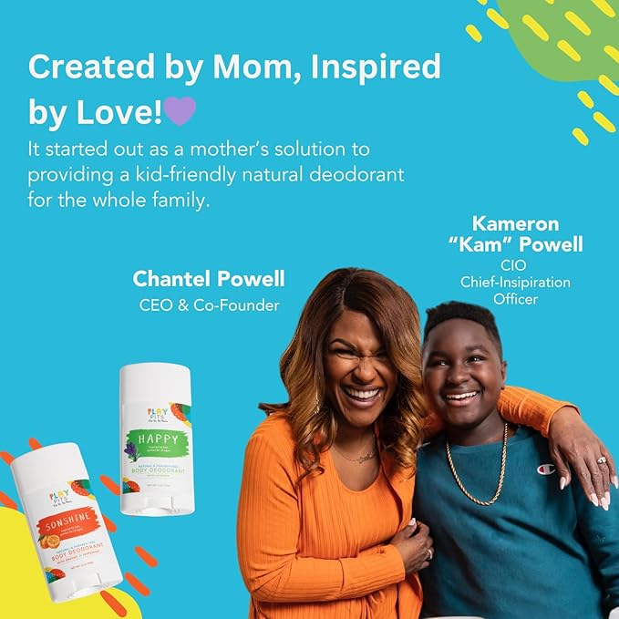 PLAY PITS - Natural Kids Whole Body Deodorant - Safe for Girls & Boys w/Sensitive Skin of All Ages - Clean & Paraben Free – SUGA, SONSHINE, & HAPPY - Infused w/Essential Oils – Variety 3 pack