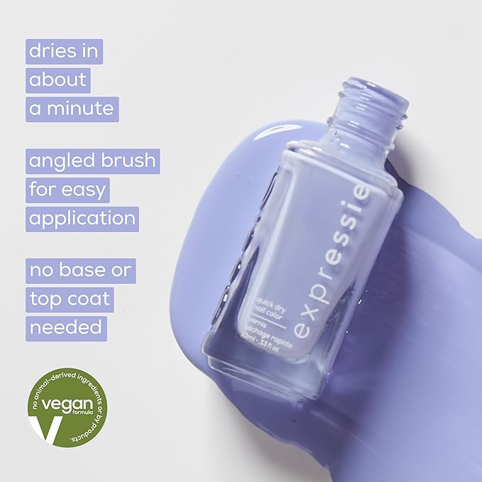 essie expressie quick dry nail polish, vegan, power moves, blue, feel the hype, 0.33 fl oz