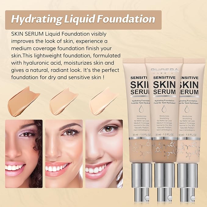 Phoera Foundation Makeup,Flawless Soft Matte Full Coverage with Nude, 1PC)