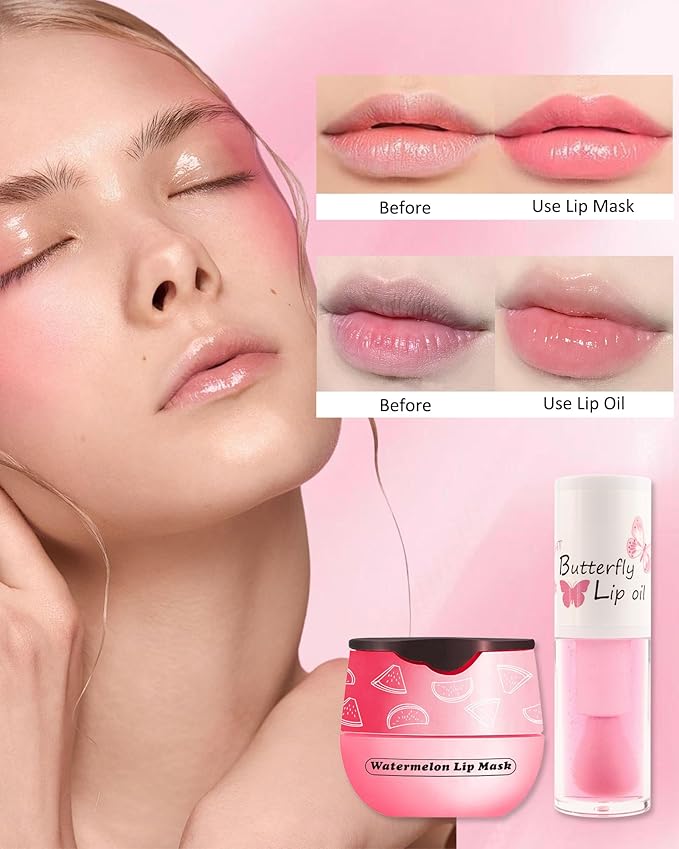 2Pcs Watermelon Lip Balm Honey Pot Exfoliator