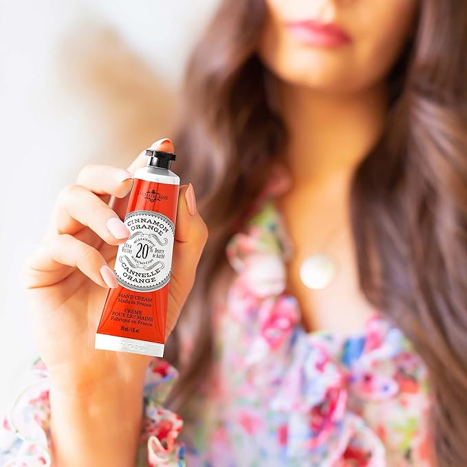 La Chatelaine 20% Shea Butter Hand Cream, Organic Argan Oil, Vitamin E, Moisturizing, Nourishing, Natural, Extra-Rich Lotion, Made in France, 1 oz / 30ml (Cinnamon Orange)