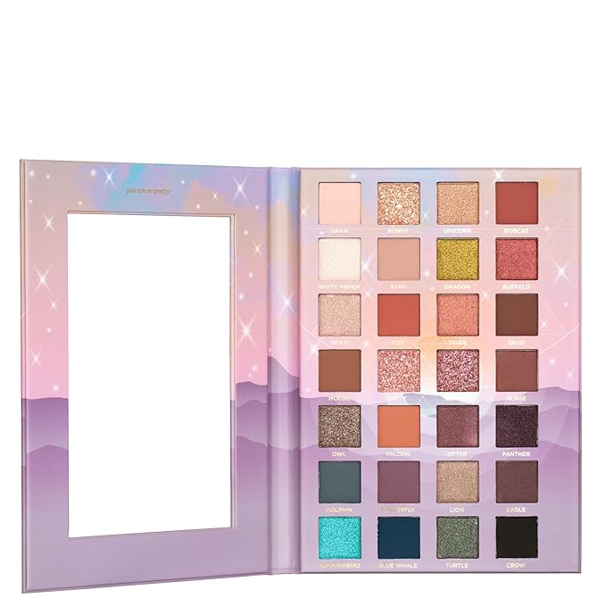 Pacifica Eyeshadow Palette – Animal Magic with Colorful Blendable Shades, Highly Pigmented Mineral Eyeshadow, Talc-Free, Vegan & Cruelty-Free, 0.89 oz (28 Shades)