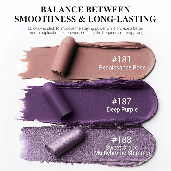 3PCS Cream Eyeshadow Stick Set,Pro Longwear Purple Eye Shadow Sticks Pencil Crayon-Grape Glam