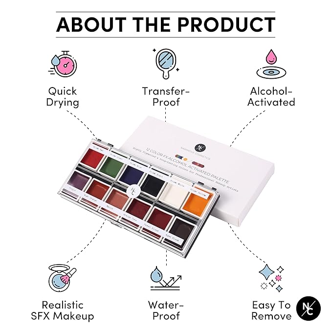 FX Alcohol-Activated 12 Colors Makeup Palette, Highly Pigmented