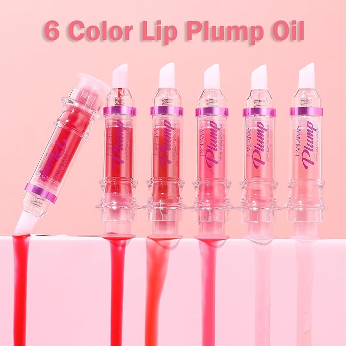 6 Colors Lip Plumper, Hydrating & Smooth Lip Wrinkles, Enhancing Plump Effect for Fuller Lips High Shine Lip Glaze Long Lasting Nourishing Lip Plumper for Women Girls (# 03)