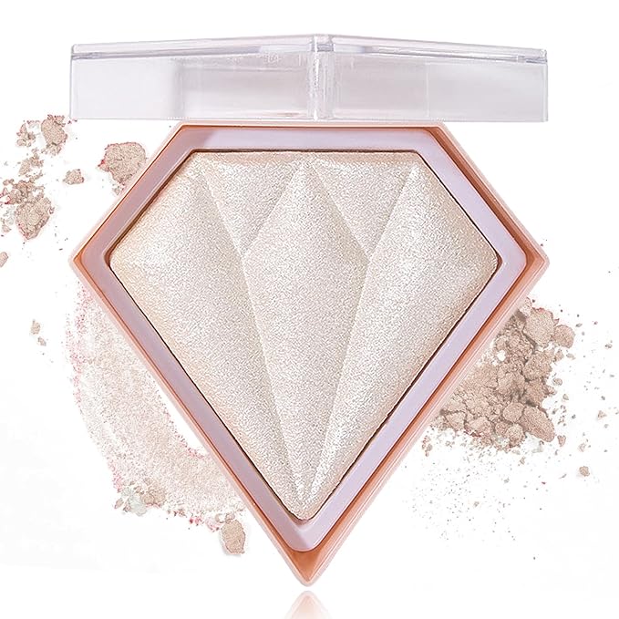 Glitter Blush Shimmer Highlighter Blusher Powder Makeup Face Pearl White）