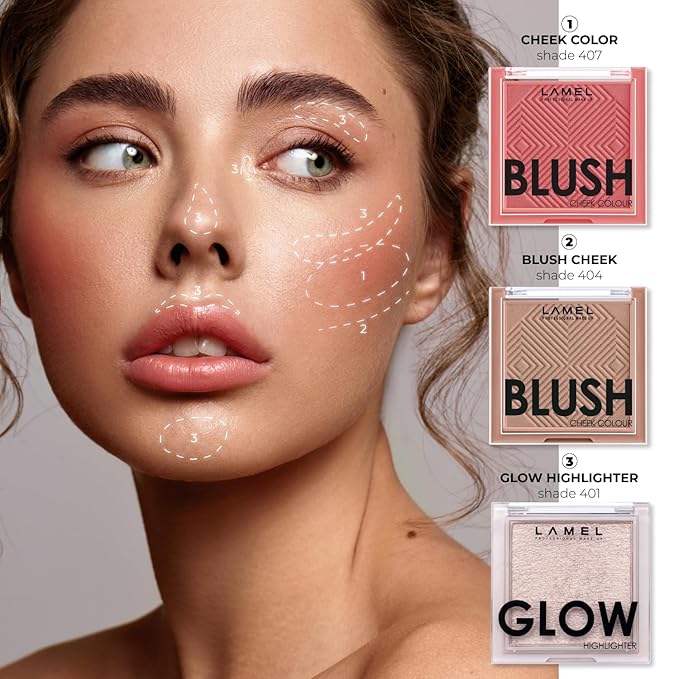 Blush Cheek Plum Color Mini - Blendable Purple Blush Powder - Enhances & Defines Shapes & Features - Shading & Contouring Powder - 4 Universal Shades - 408 (Plum) - 3.8g / 0.13 oz