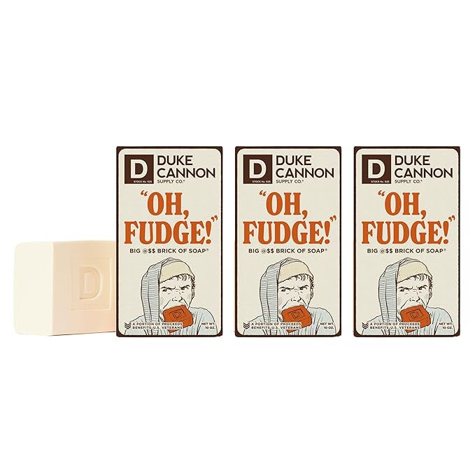 Duke Cannon Holiday Limited-Edition OH Fudge Big Brick of Soap - 10oz Bar, Triple Milled, Perfect for Men, Supports U.S. Veterans, 3 Pack