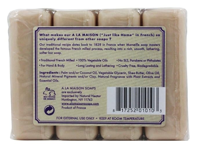 A LA MAISON - Lavender Aloe Bar Soap - Triple French Milled Natural Moisturizing Hand Soap Bar (4 Bars of Soap, 3.5 oz)
