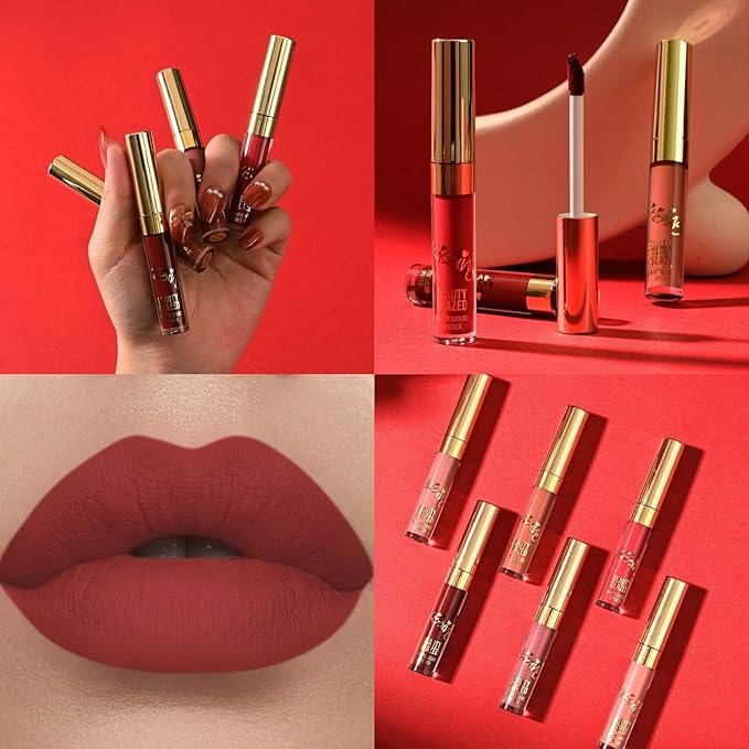 BestLand 6Pcs Matte Liquid Lipstick Set - Non-Stick, Waterproof, Long-Lasting Shades - Durable Lipgloss Beauty Cosmetics Makeup Set - Perfect Gifts for Women and Girls