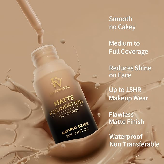 FV Full Coverage Liquid Foundation Makeup, Long Lasting