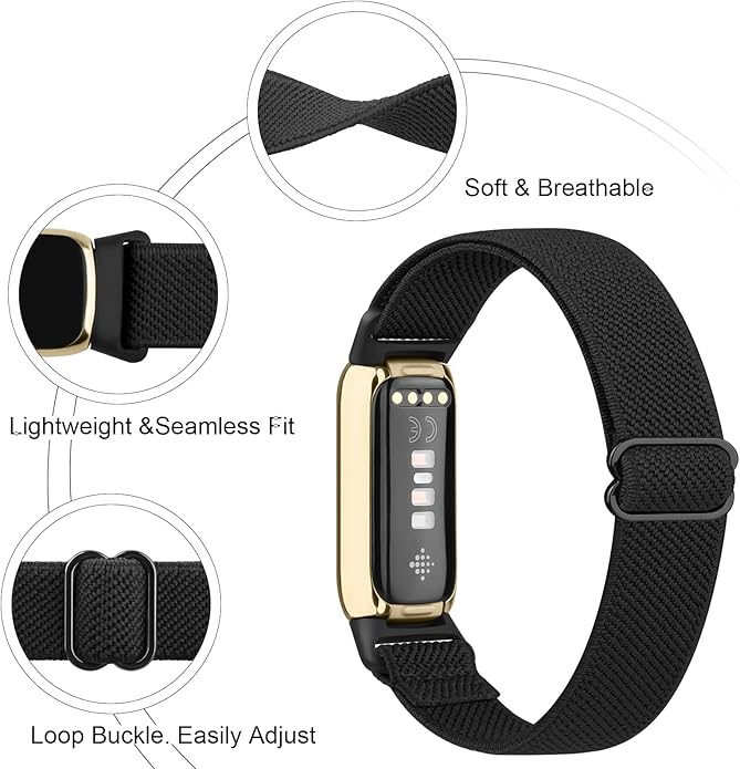 2 Pack Adjustable Elastic Bands for Fitbit Luxe Bands