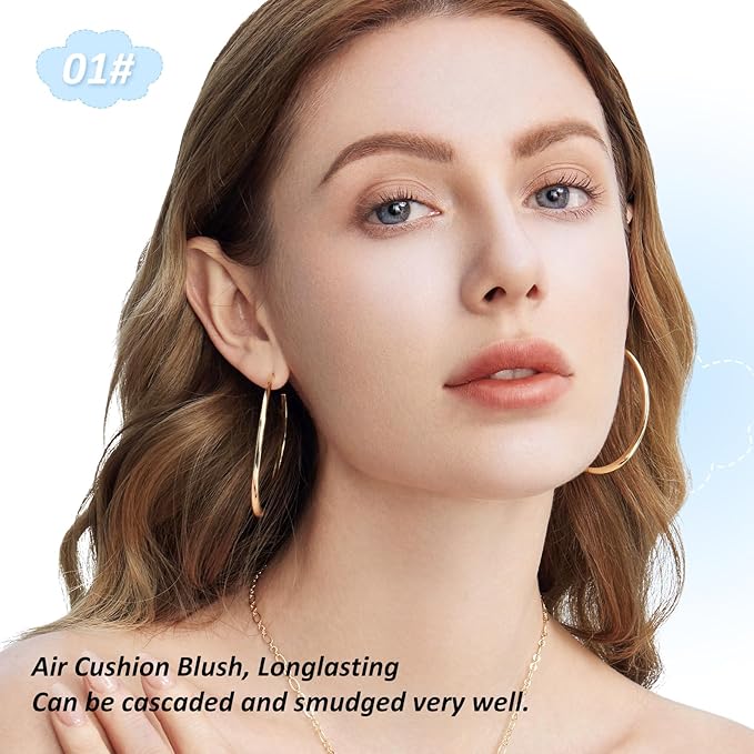 Boobeen Powder Blush for Cheeks, Air Cushion Matte