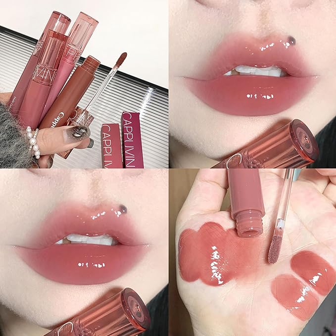 6 Colors Glasting Color Gloss, Lip-Plumping, Glossy, Natural Glasting