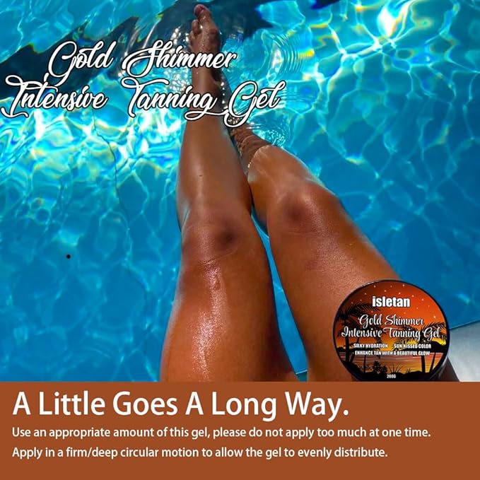 Gold Shimmer Intensive Tanning Tanning Gel Mango, Extreme Tanning Gel For Outdoor Sun, Ultra Dark Tanning Butter, Tanning Balm For Beach, Solid Carrot Tanning Oil, SPF0, 200g