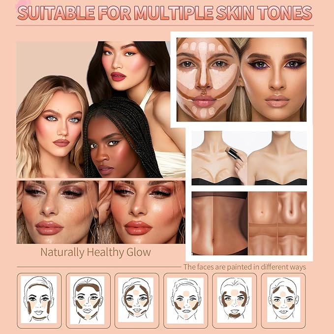 3pcs Face Contour Stick, Highlighter Stick Blush Stick Teen Girls