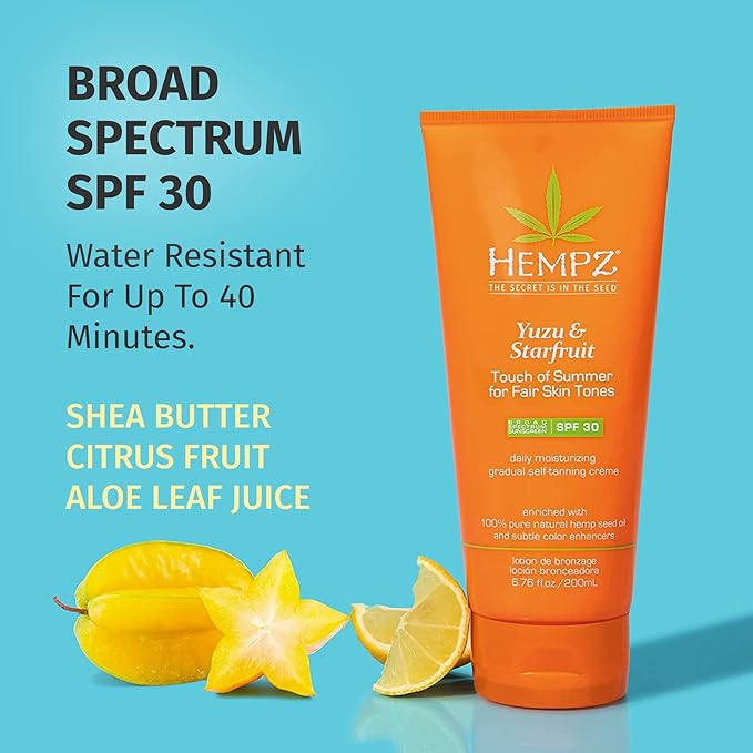 Hempz Daily SPF Yuzu & Starfruit Touch of Summer Moisturizing Gradual Self-Tanning Creme with SPF 30 Fair Skin Tones