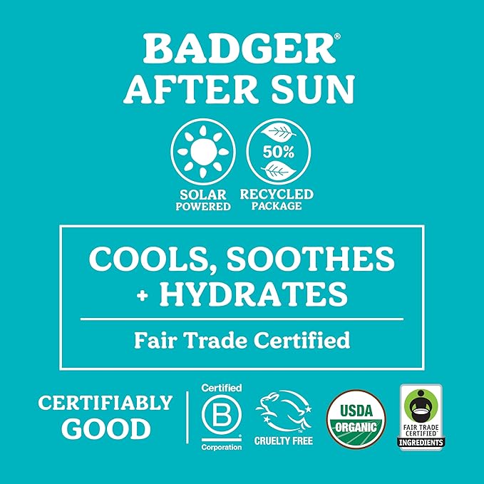 Badger Coconut After Sun with Organic Cocoa Butter & Shea Butter, Rescue Balm, Soothing & Cooling Balm for Tight Dry Skin After Sun Exposure, 2 oz