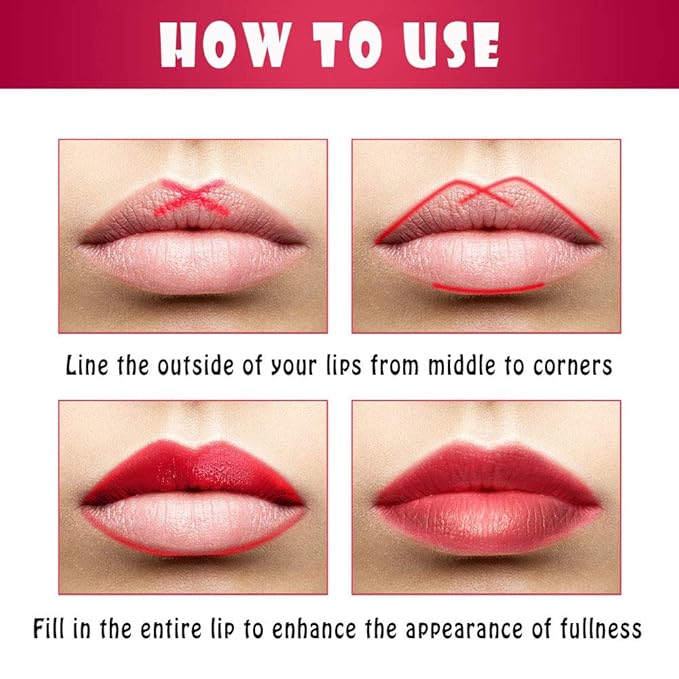 Matte Lip Liner Pencil Set - 12 Assorted Colors Natural Lip Makeup Soft Pencils Waterproof and Long Lasting Velvet Lip Liners (red, pink, rose, plum, peach, cherry, dark brown etc)