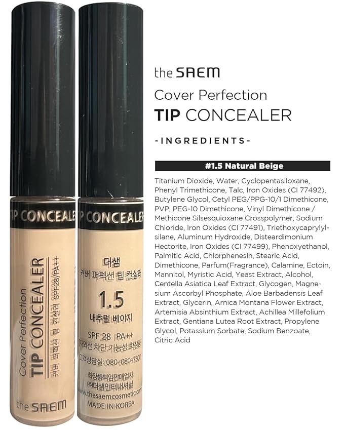 THE SAEM Cover Perfection Tip Concealer, Liquid Multi-Use Natural Beige)