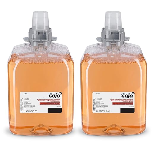 GOJO Luxury Foam Antibacterial Handwash, Fresh Fruit Fragrance, 2000 mL Foam Hand Soap Refill FMX-20 Push-Style Dispenser (Pack of 2) - 5262-02