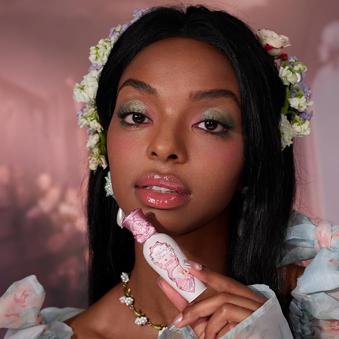 Flower Knows Midsummer Fairytales Lip Gloss-Glowy Moisturizing Coating Lip Lacquer-Hydrating Tinted Lip Oil for Girls&Women-Vegan & Cruelty Free-0.17Fl Oz(G02 Little Flower Fairy)