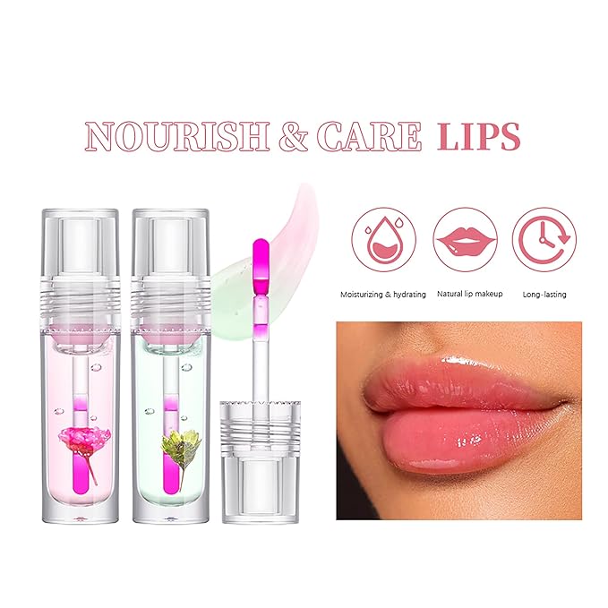 Flower Lip Oil, Hydrating Lip Glow lines